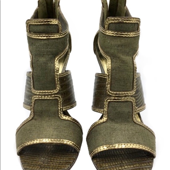 Tory Burch Olive Green Zip Heels Size 8.5M - Picture 2 of 7